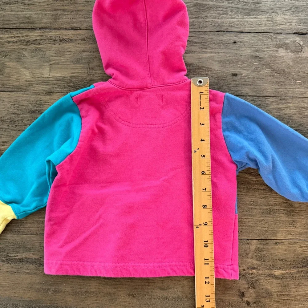 Vintage Gymboree Infant Colorblock Snap‎ Front Hoodie Pink Teal 90s 100% Cotton